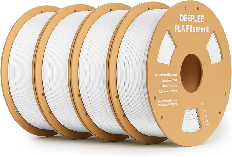 Deeplee PLA 1.75mm 3D Printer Filament, Dimensional Accuracy +/- 0.02mm, Neatly Wound, No Clogging, Vacuum Package, Fits for Most FDM 3D Printers, Cardboard Spool 4kg White - Image 1